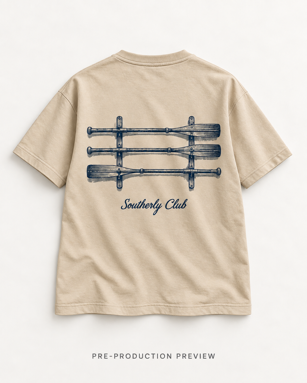 Generated pre-production flat lay preview of Oar Rack Graphic Tee 175.
