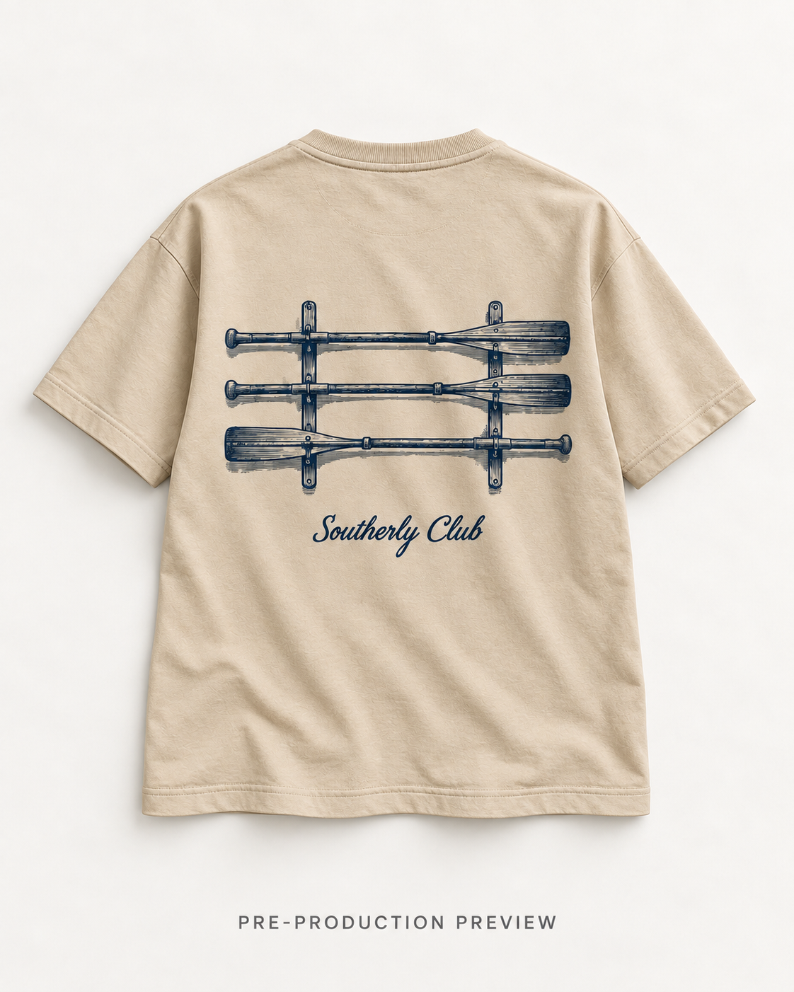 Generated pre-production flat lay preview of Oar Rack Graphic Tee 175.