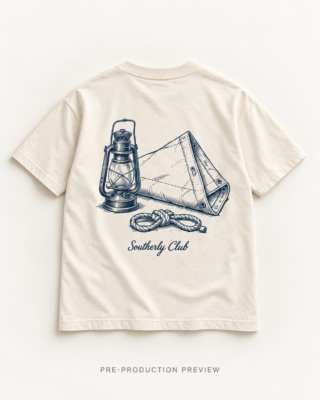Generated pre-production flat lay preview of Deck Lantern Graphic Tee 177.
