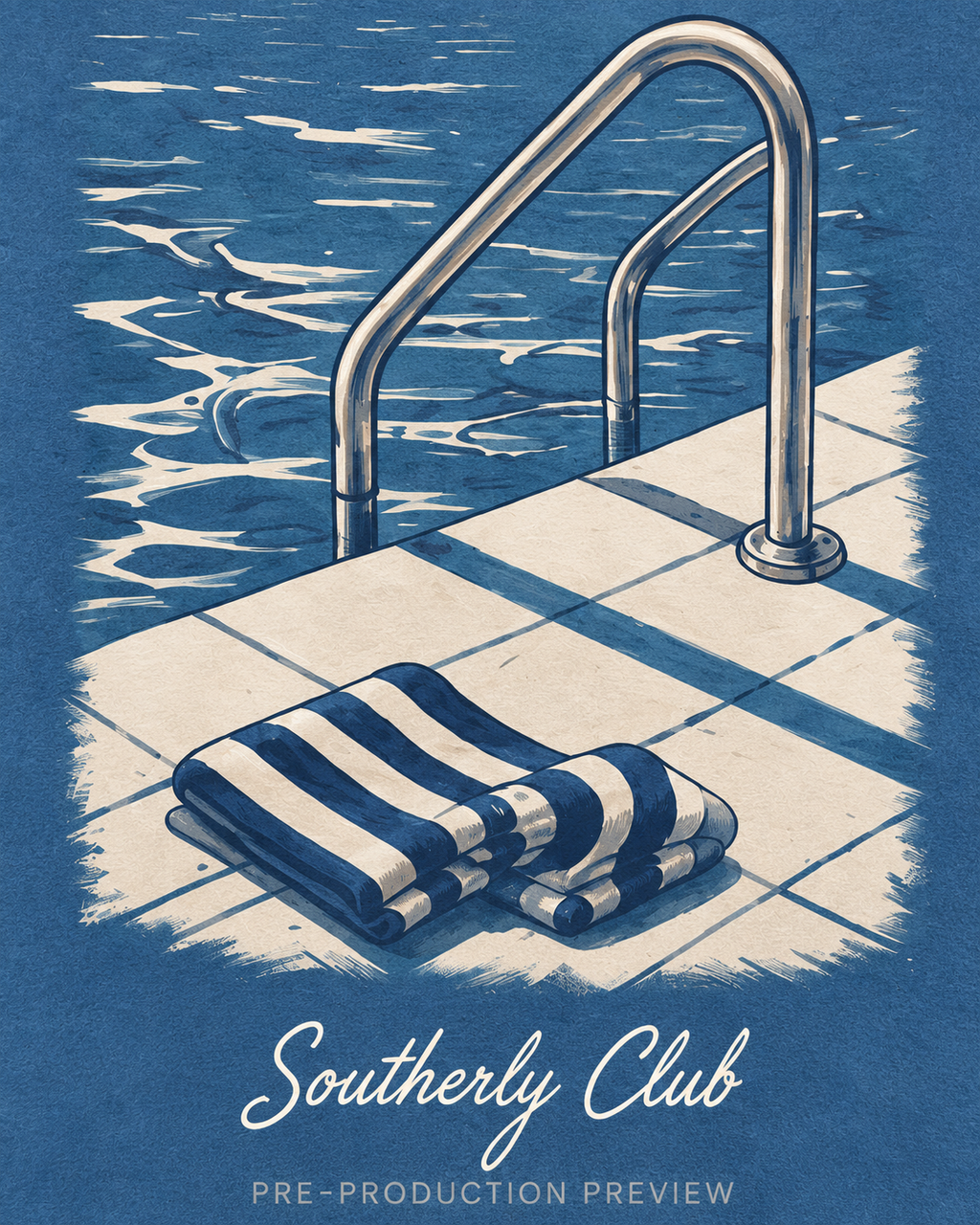 Generated pre-production artwork detail preview of Pool Rail Graphic Tee 184.