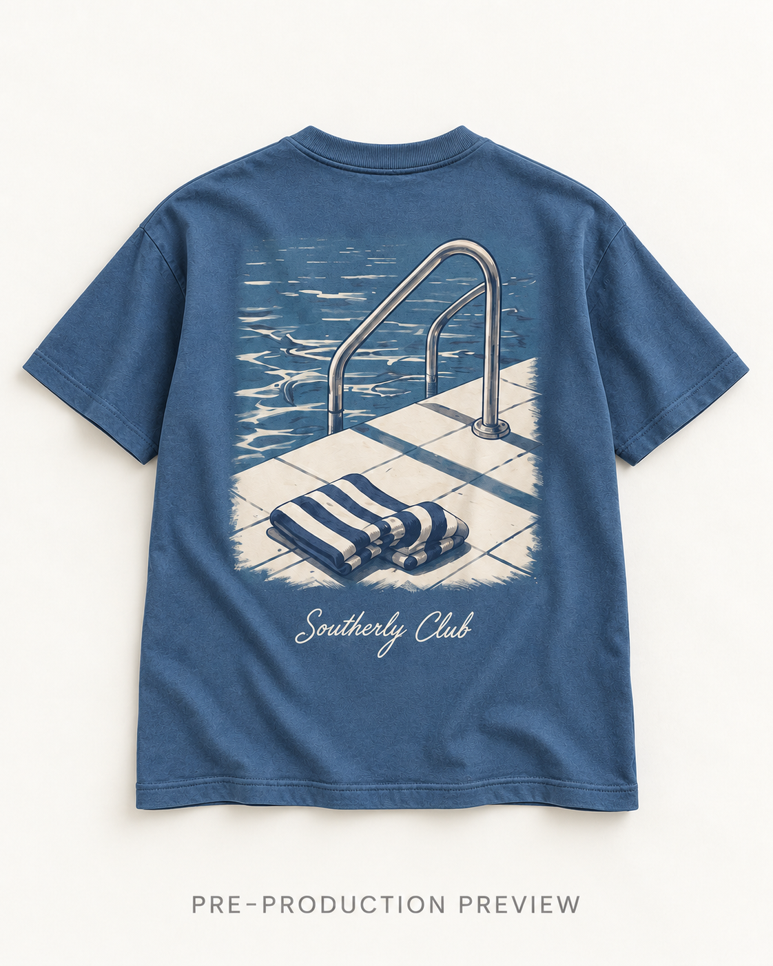 Generated pre-production flat lay preview of Pool Rail Graphic Tee 184.