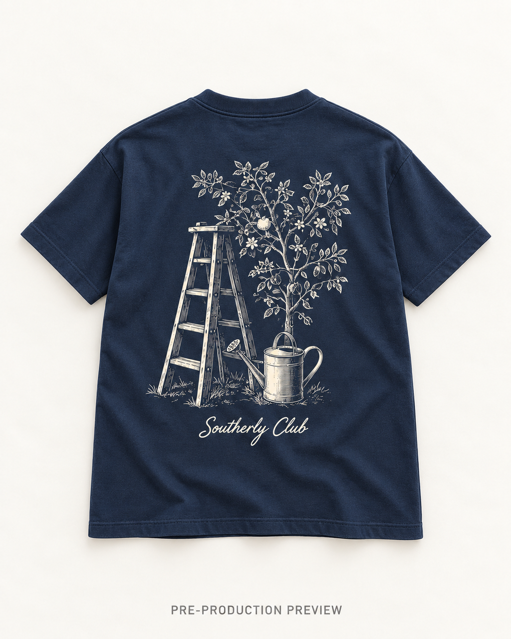 Generated pre-production flat lay preview of Garden Ladder Graphic Tee 186.