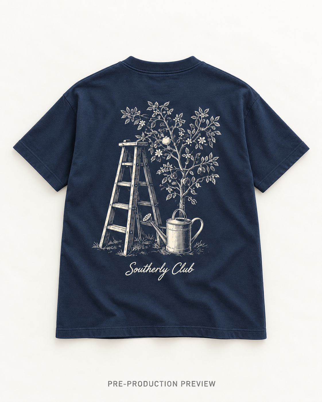 Generated pre-production flat lay preview of Garden Ladder Graphic Tee 186.
