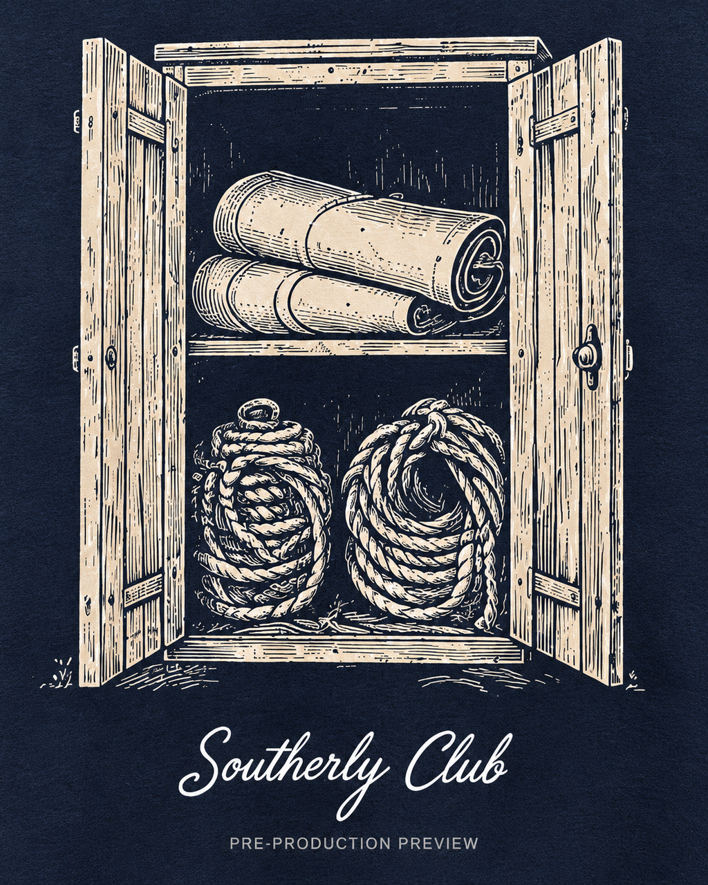 Generated pre-production artwork detail preview of Sailing Locker Graphic Tee 189.
