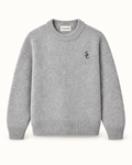 Generated pre-production front preview of Grey crew knit with Southerly Club neck label and SC chest monogram.
