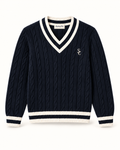 Southerly Club Cable V-neck knit, front design preview