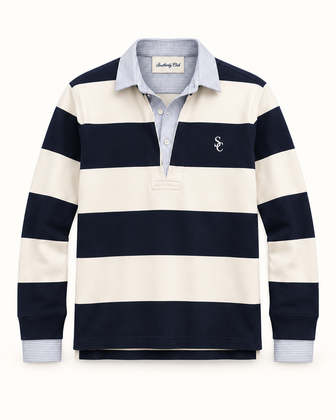 Southerly Club Striped rugby shirt, front design preview