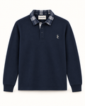 Southerly Club Check-collar long sleeve polo, front design preview