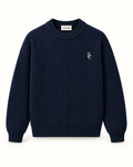 Southerly Club Navy textured crew knit, front design preview