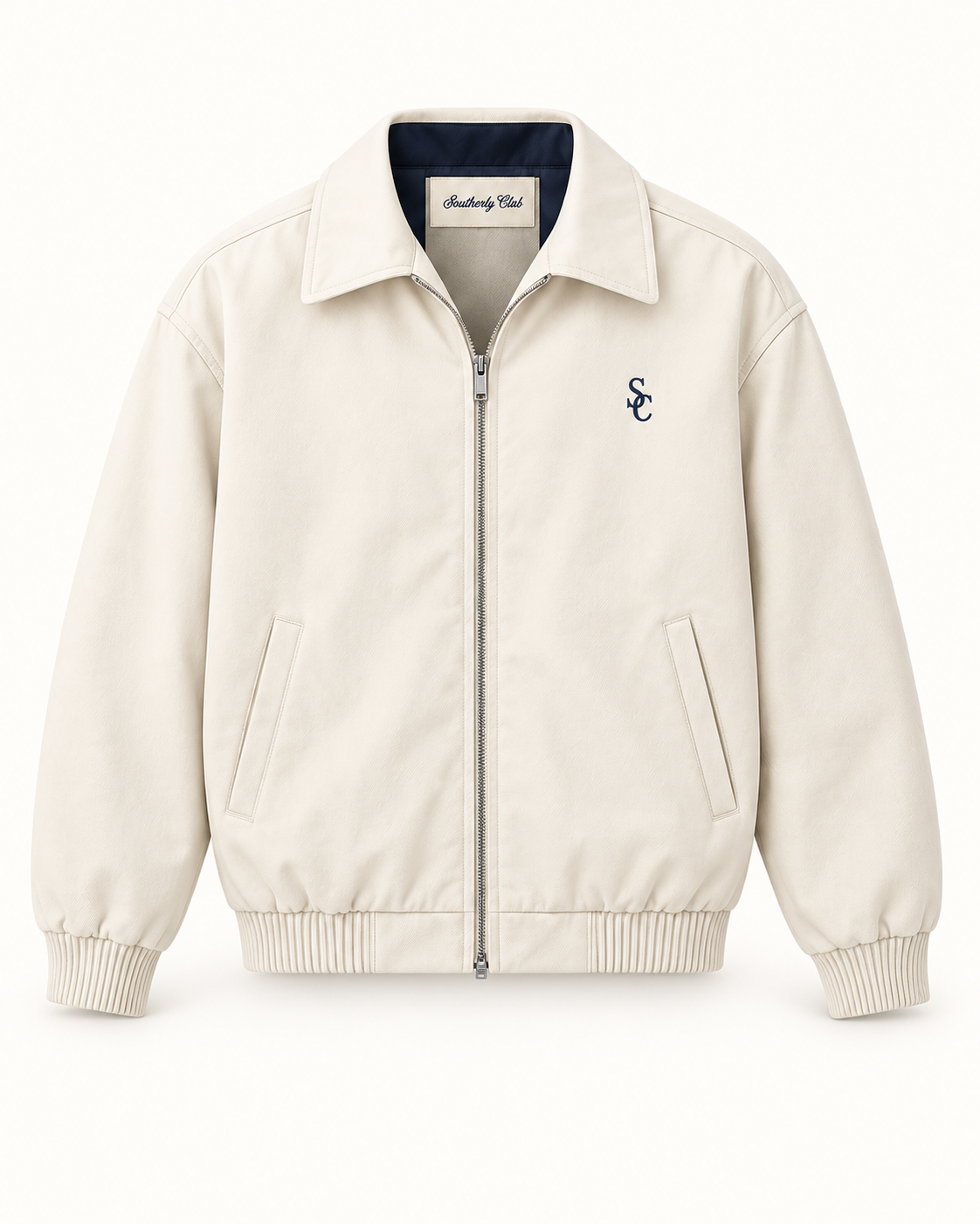 Southerly Club Cream zip blouson, front design preview