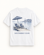 Southerly Club Jetty afternoon graphic tee, back design preview
