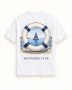 Southerly Club Sailing ring graphic tee, back design preview