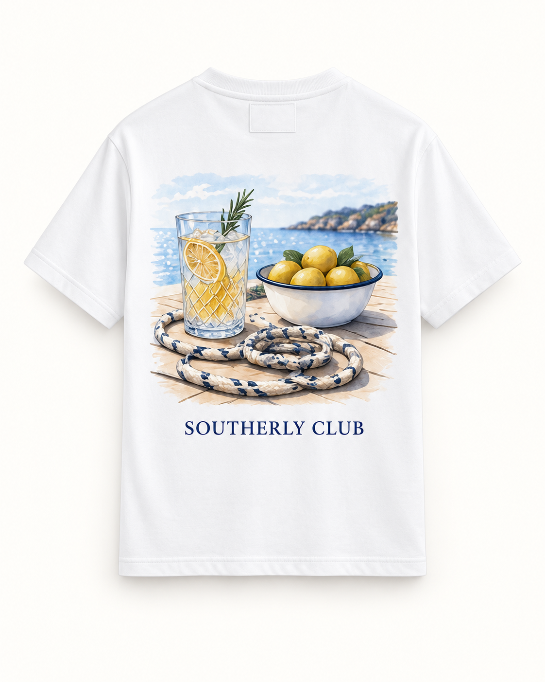 Southerly Club Citrus on deck graphic tee, back design preview