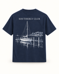 Southerly Club Marina drawing graphic tee, back design preview