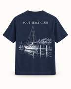 Southerly Club Marina drawing graphic tee, back design preview