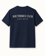 Southerly Club Open water wordmark tee, back design preview