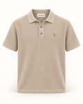 Southerly Club Sand texture button polo, front design preview