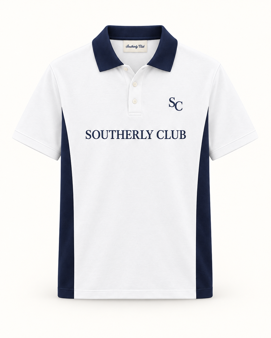 Southerly Club Club panel polo, front design preview