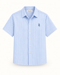 Southerly Club Blue stripe short sleeve shirt, front design preview