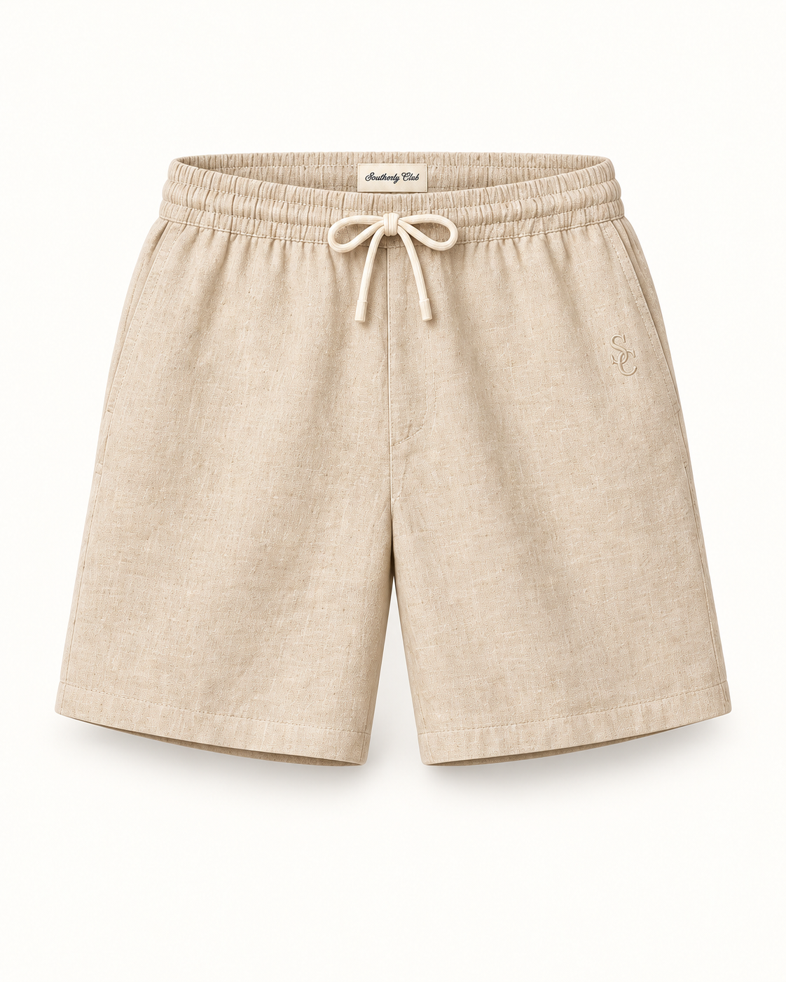 Southerly Club Sand drawcord shorts, front design preview
