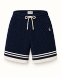 Southerly Club Navy texture stripe shorts, front design preview