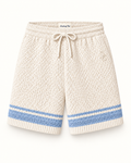 Southerly Club Cream texture stripe shorts, front design preview