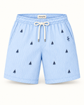 Southerly Club Sailboat stripe swim shorts, front design preview