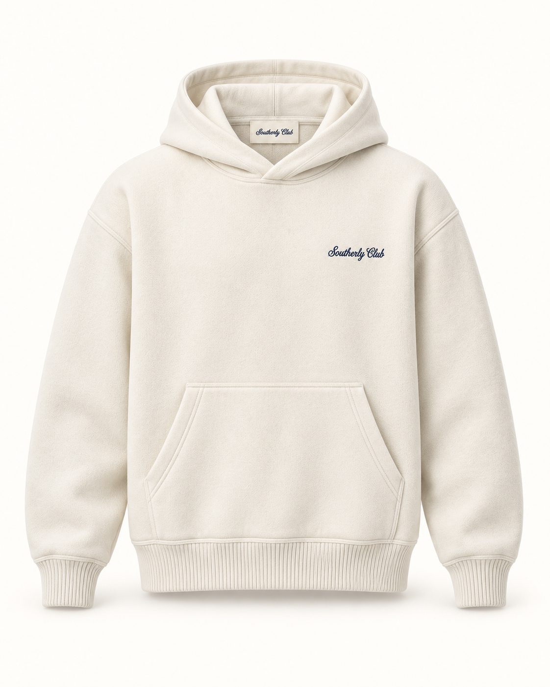 Southerly Club Cream club hoodie, front design preview
