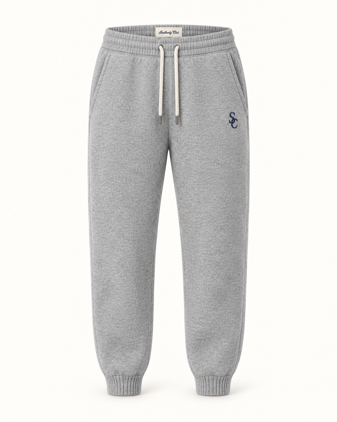 Southerly Club Grey cuffed sweatpants, front design preview
