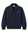 Southerly Club Navy shawl cardigan, front design preview