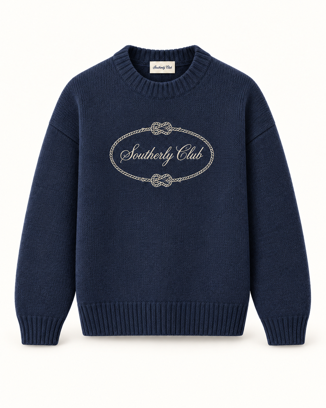 Southerly Club Navy sailing knot crew, front design preview