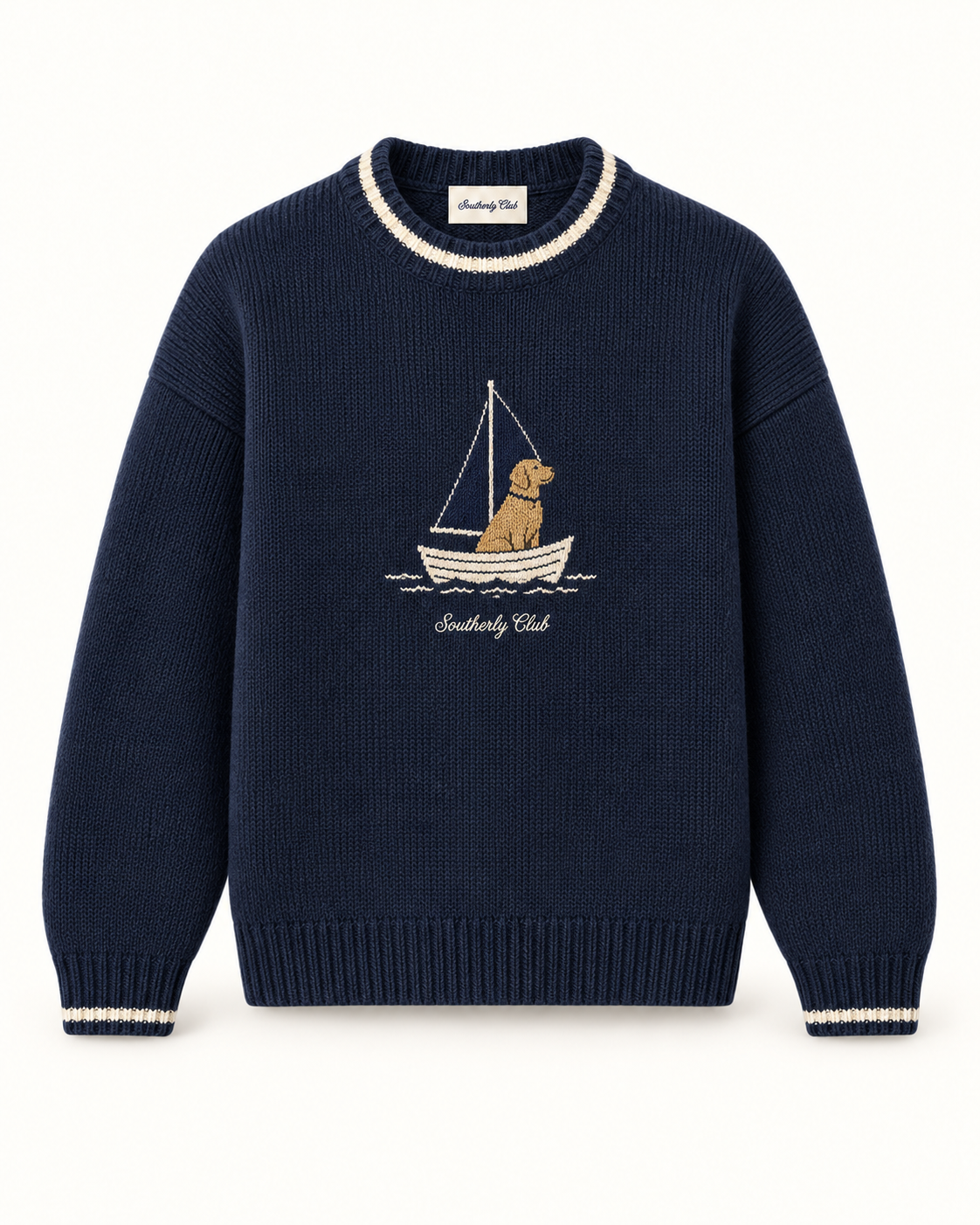 Southerly Club Deck dog sailing crew, front design preview