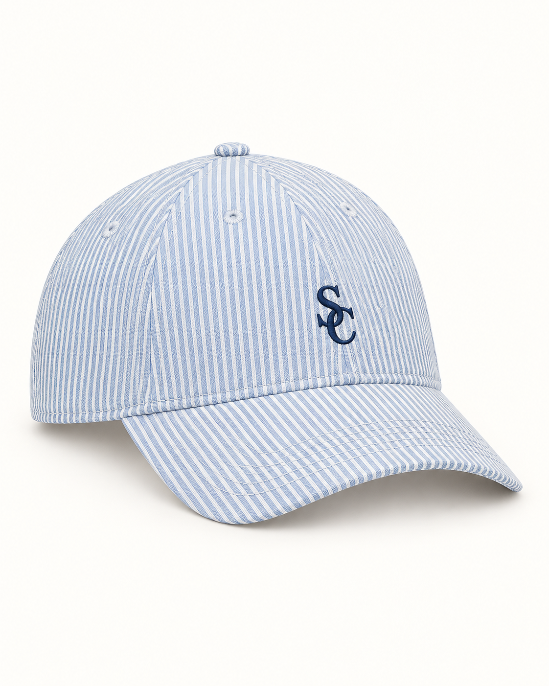 Southerly Club Blue stripe monogram cap, front design preview